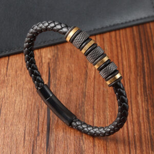 Bracelet en cuir de type breloque : simple couche, pour homme