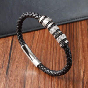 Bracelet en cuir de type breloque : simple couche, pour homme