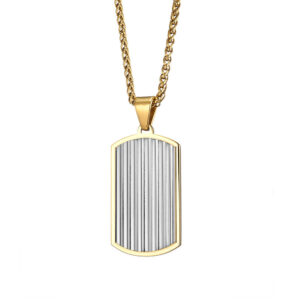 Collier #Army1 avec pendentif en or plaqué et acier inoxydable