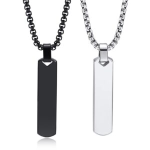 Collier avec pendentif carré en acier inoxydable