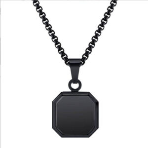 Collier en #pierre d’onyx noir avec pendentif en acier inoxydable